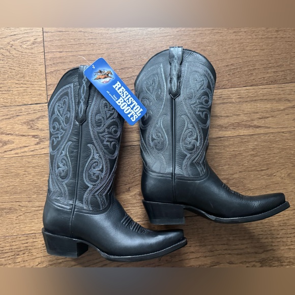 Resistol Black Cowhide Cowboys Boots - NWT!